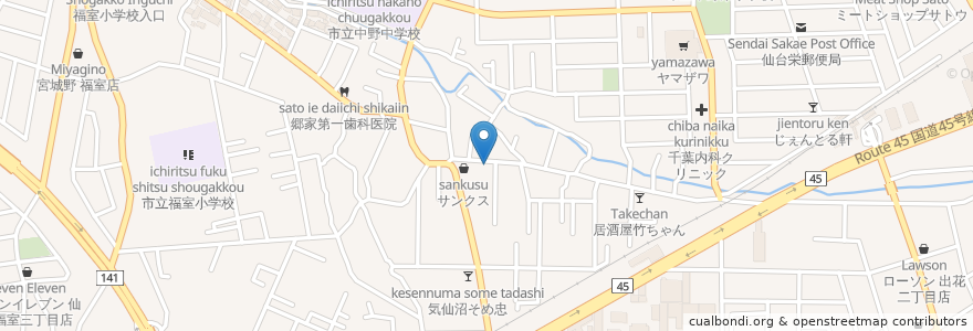 Mapa de ubicacion de スナックどうする en Japón, Prefectura De Miyagi, 仙台市, 宮城野区.