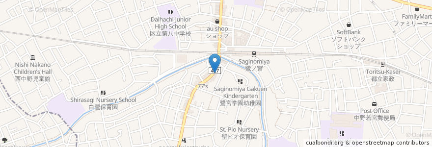 Mapa de ubicacion de 幸せのしっぽ en Japon, Tokyo, 中野区.