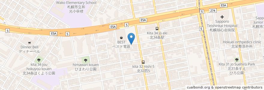 Mapa de ubicacion de 札幌愛児歯科医院 en Japan, Präfektur Hokkaido, 石狩振興局, 札幌市, 北区.