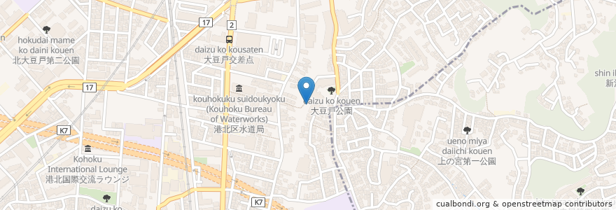 Mapa de ubicacion de 不動尊󠄂 en 日本, 神奈川県, 横浜市, 港北区.
