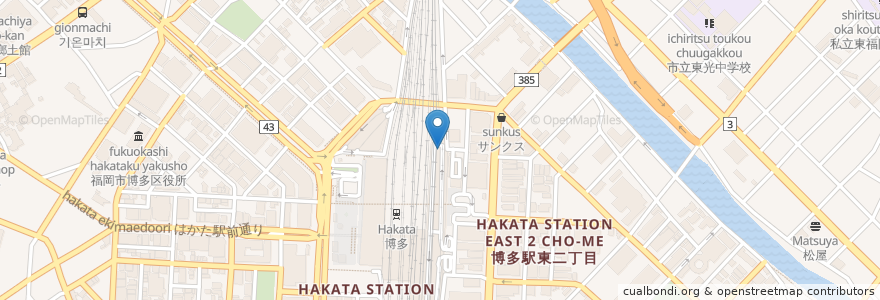 Mapa de ubicacion de 拉麵 博多新風 en Japão, 福岡県, 福岡市, 博多区.