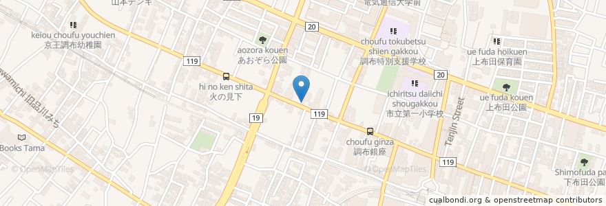 Mapa de ubicacion de ふぁんふぁーれ en Japan, 東京都, 調布市.