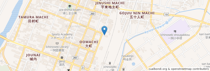 Mapa de ubicacion de 魚民　一ノ関駅前店 en Japan, Iwate Prefecture, Ichinoseki.