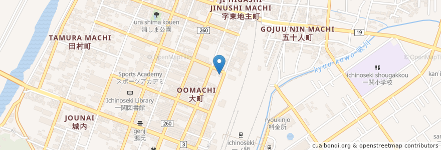 Mapa de ubicacion de 久保田歯科 en 일본, 이와테현, 一関市.