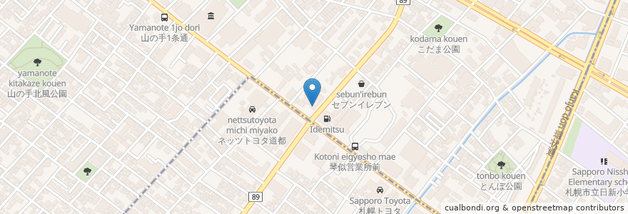Mapa de ubicacion de なか卯 en Jepun, 北海道, 石狩振興局, 札幌市, 中央区.