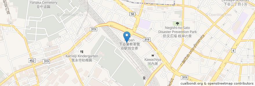 Mapa de ubicacion de 大弘軒 en ژاپن, 東京都, 台東区.