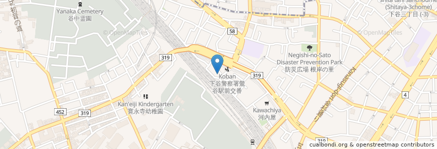 Mapa de ubicacion de うぐいす谷駅前歯科 en 日本, 東京都, 台東区.
