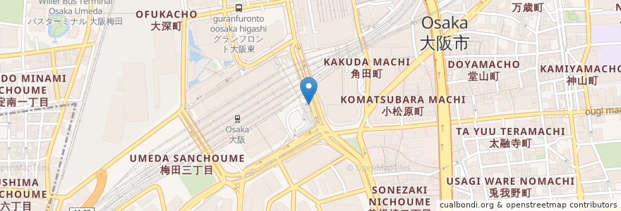 Mapa de ubicacion de 名代 串揚が 松葉 en Japão, 大阪府, 大阪市, 北区.