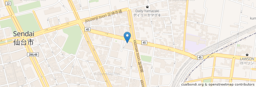 Mapa de ubicacion de エネオス en Japan, 宮城県, 仙台市, 青葉区.