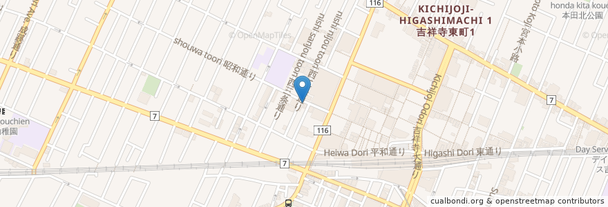 Mapa de ubicacion de フリッパーズ 吉祥寺 en Japan, 東京都, 武蔵野市.