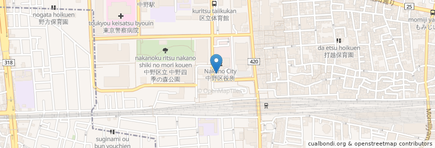 Mapa de ubicacion de mamatoko en Japão, Tóquio, 中野区.