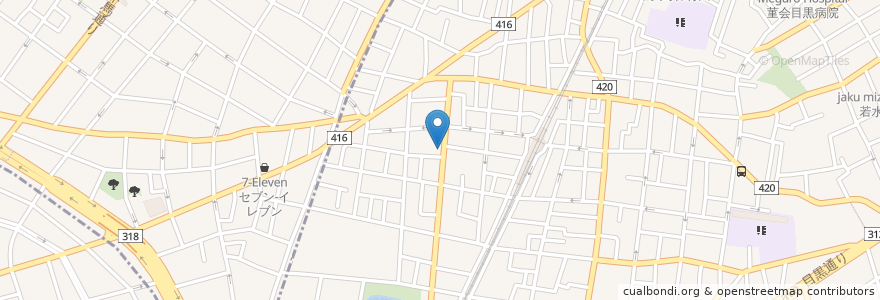 Mapa de ubicacion de 目黒ひいらぎ en Japón, Tokio, Meguro.