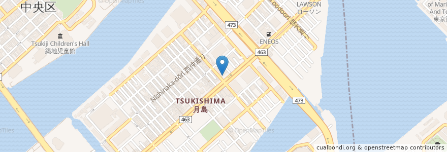 Mapa de ubicacion de La viña, 月島 ラヴィーニャ en Japan, Tokio, 江東区, 中央区.
