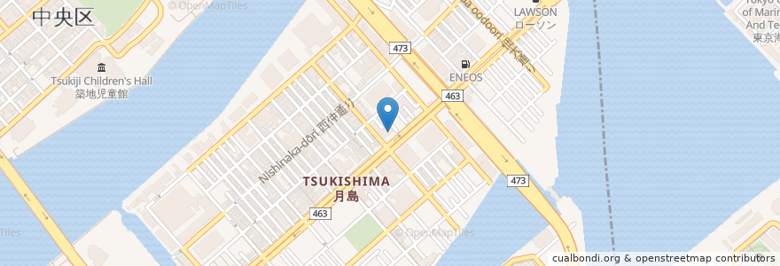 Mapa de ubicacion de セブン銀行 en Japonya, 東京都, 江東区, 中央区.