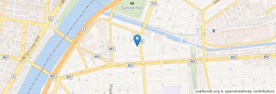 Mapa de ubicacion de 레스토랑 아즈마 en 일본, 도쿄도, 墨田区.