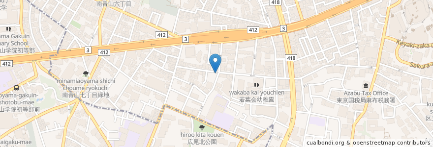 Mapa de ubicacion de 麻布食堂 en Japan, Tokio, 港区.