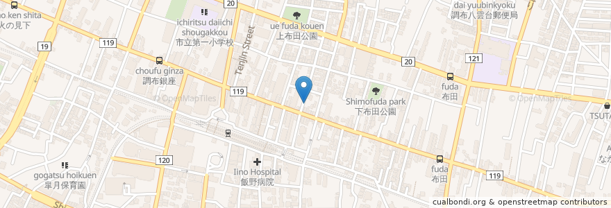Mapa de ubicacion de 炉端調風 en Jepun, 東京都, 調布市.