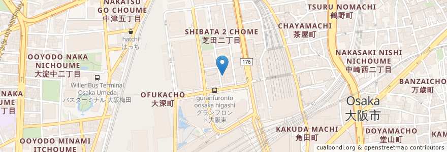 Mapa de ubicacion de EVEREST TANDOORI en Japan, Präfektur Osaka, 大阪市, 北区.