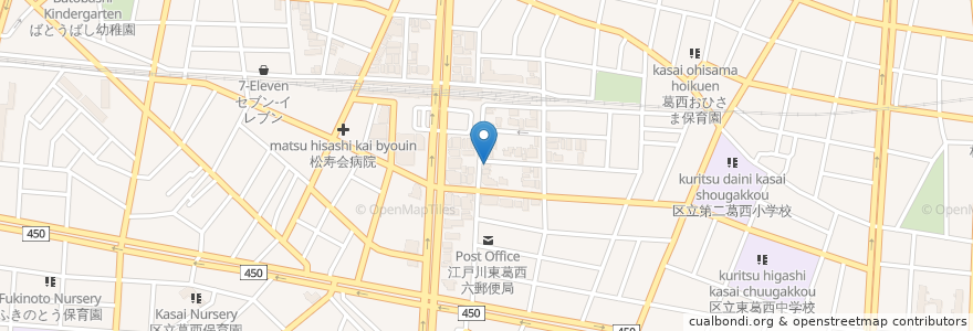 Mapa de ubicacion de ねぎま屋武蔵 en 日本, 東京都, 江戸川区.