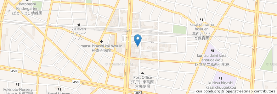 Mapa de ubicacion de クロスロードインターナショナル葛西教会 en Japon, Tokyo, 江戸川区.