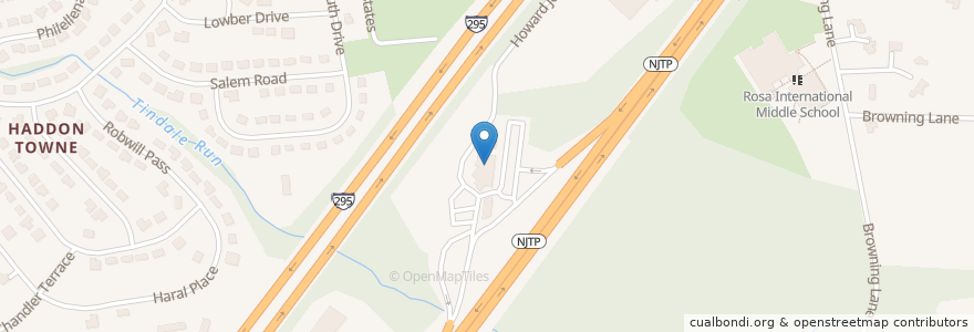 Mapa de ubicacion de Nathan's Famous en Estados Unidos De América, Nueva Jersey, Camden County, Cherry Hill Township.