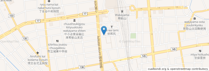 Mapa de ubicacion de 美園５３３整骨院 en Japón, Prefectura De Wakayama, 和歌山市.