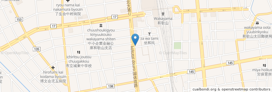 Mapa de ubicacion de 料理えびす en اليابان, 和歌山県, 和歌山市.