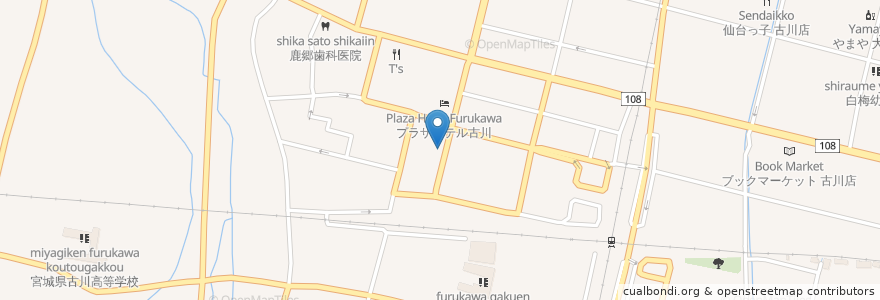 Mapa de ubicacion de Tousa en Japonya, 宮城県, 大崎市.