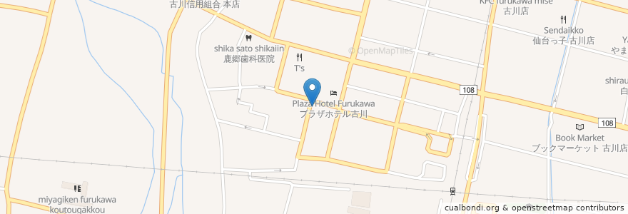 Mapa de ubicacion de ホルモン食堂食樂 古川駅前大通店 en 日本, 宮城県, 大崎市.