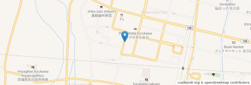 Mapa de ubicacion de 宮城調剤薬局 古川駅前店 en Japan, Präfektur Miyagi, Ōsaki.