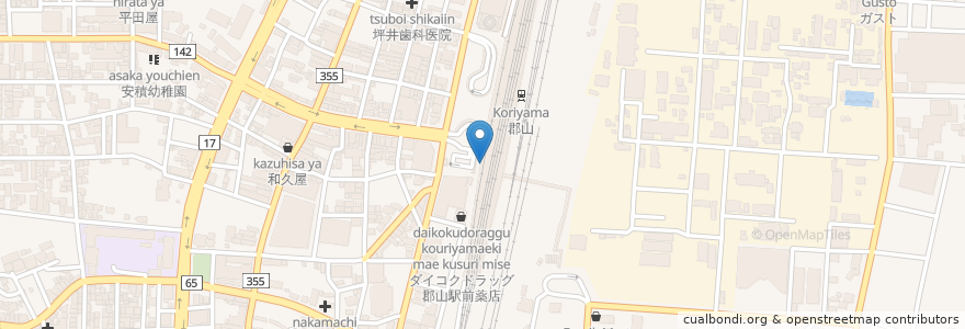 Mapa de ubicacion de JR駅レンタカー en Япония, Фукусима, Коорияма.