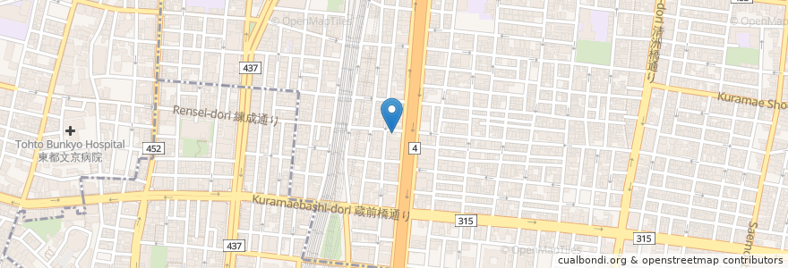 Mapa de ubicacion de タイガー餃子会館 en Japonya, 東京都, 台東区.