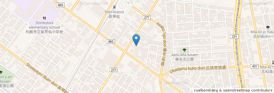 Mapa de ubicacion de 覚王寺 en Japan, Präfektur Hokkaido, 石狩振興局, 札幌市, 北区.
