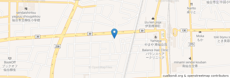 Mapa de ubicacion de 西中田簡易郵便局 en Jepun, 宮城県, 仙台市, 太白区.