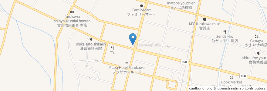 Mapa de ubicacion de いろはにほへと 古川駅前店 en 일본, 미야기현, 大崎市.