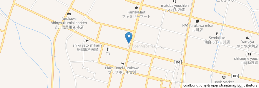 Mapa de ubicacion de 焼肉・ラーメン十八番 en 日本, 宮城県, 大崎市.