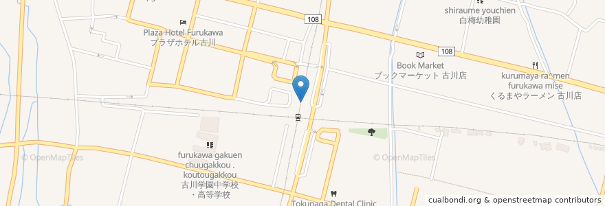 Mapa de ubicacion de 新宿さぼてんレストラン 古川駅ビル店 en Japonya, 宮城県, 大崎市.