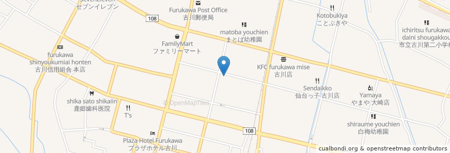 Mapa de ubicacion de Freeks en 日本, 宫城县, 大崎市.