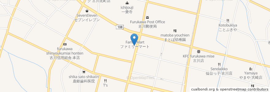 Mapa de ubicacion de 福よせ en Giappone, 宮城県, 大崎市.