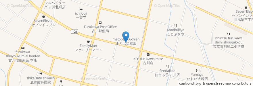Mapa de ubicacion de むぎの里 古川店 en Jepun, 宮城県, 大崎市.