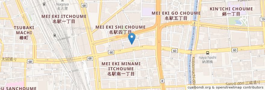 Mapa de ubicacion de ふらり寿司名駅店 en Japonya, 愛知県, 名古屋市, 中村区.