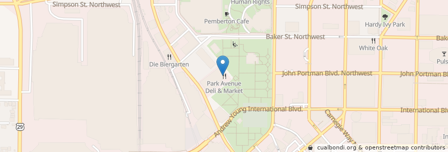 Mapa de ubicacion de Park Avenue Deli & Market en États-Unis D'Amérique, Géorgie, Fulton County, Atlanta.