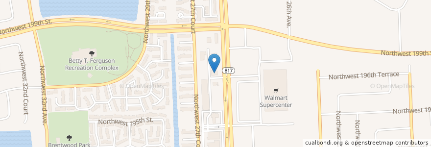 Mapa de ubicacion de Denny's en Amerika Syarikat, Florida, Miami-Dade County, Miami Gardens.