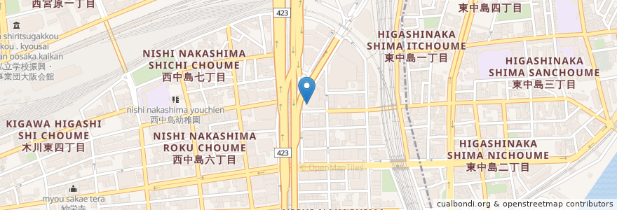 Mapa de ubicacion de コメダ珈琲店 en Japonya, 大阪府, 大阪市, 淀川区.