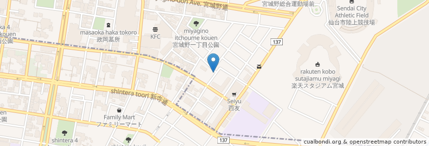 Mapa de ubicacion de キッチンハーモニーポコ en اليابان, 宮城県, 仙台市, 若林区.