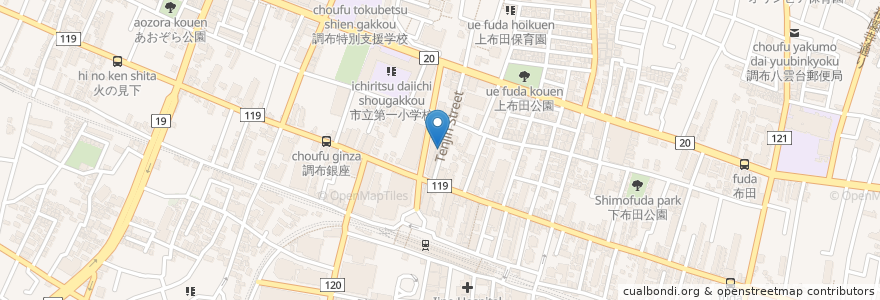 Mapa de ubicacion de らいおん en Japão, Tóquio, 調布市.