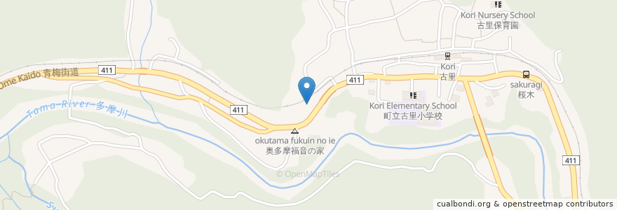 Mapa de ubicacion de 奥多摩バイブルシャレー en Japón, Tokio, Distrito De Nishitama, 奥多摩町.