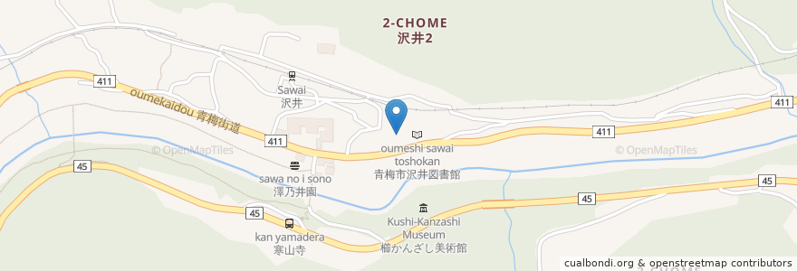 Mapa de ubicacion de 沢井市民センター en Japan, Tokio, 青梅市.