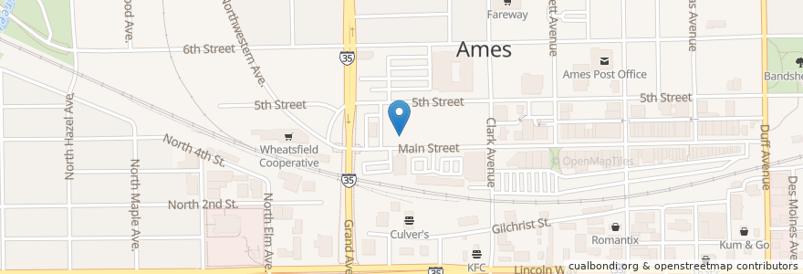 Mapa de ubicacion de Aunt Maude's en Amerika Birleşik Devletleri, Iowa, Story County, Ames.