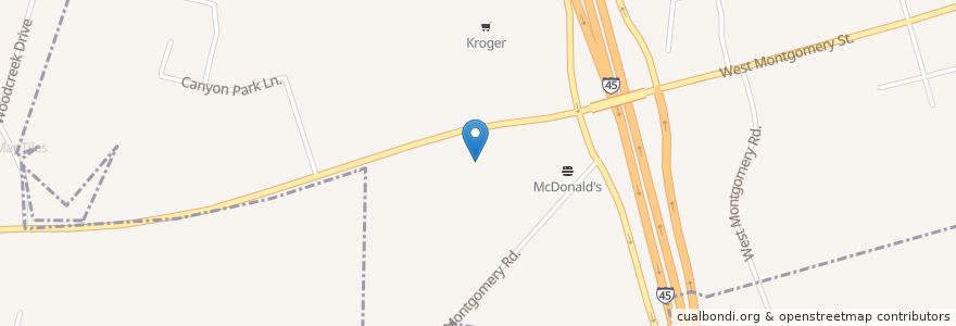 Mapa de ubicacion de Subway en United States, Texas, Montgomery County, Willis.